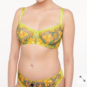 Savage Fenty bra & panty set NWT bra 34ddd panties large green floral lace